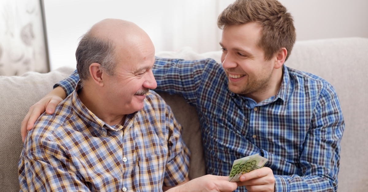 elderly father lends money to his adult son