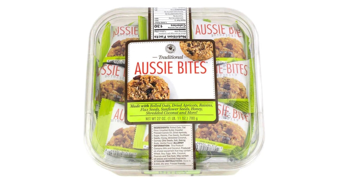 universal bakery aussie bites in plastic container