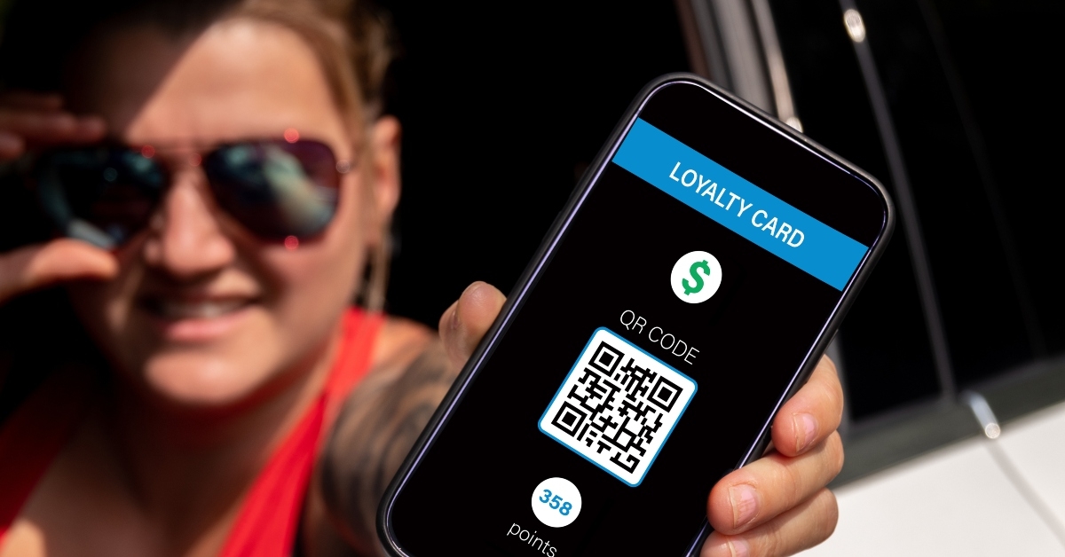 showing mobile phone with loyalty card mobile app