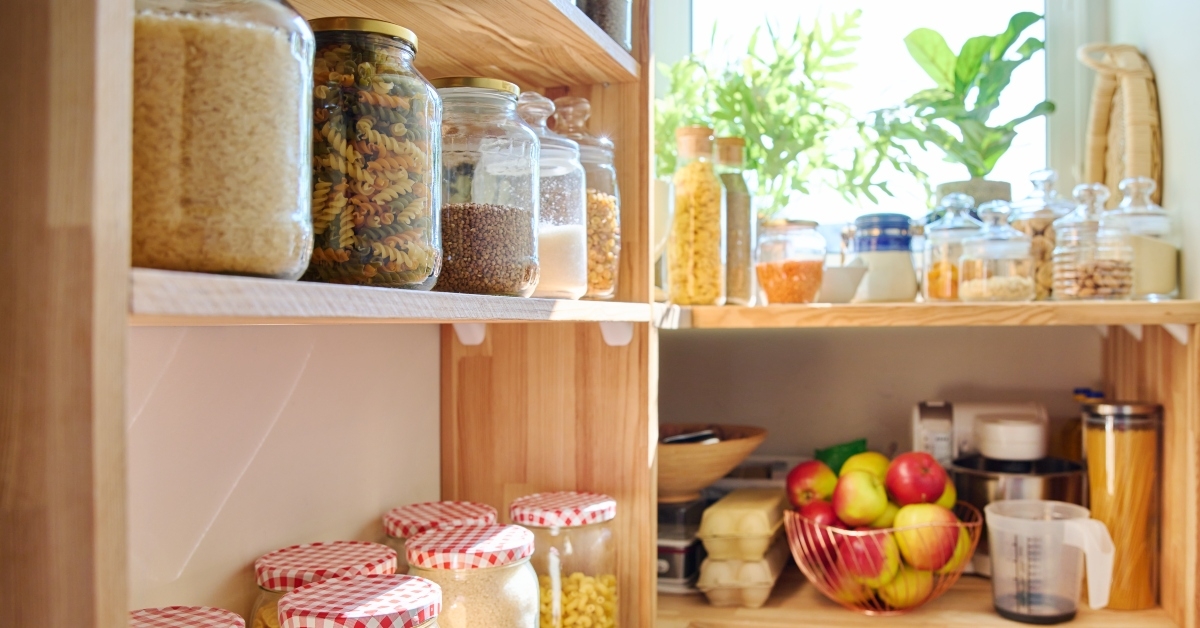 storage of food in the kitchen in pantry
