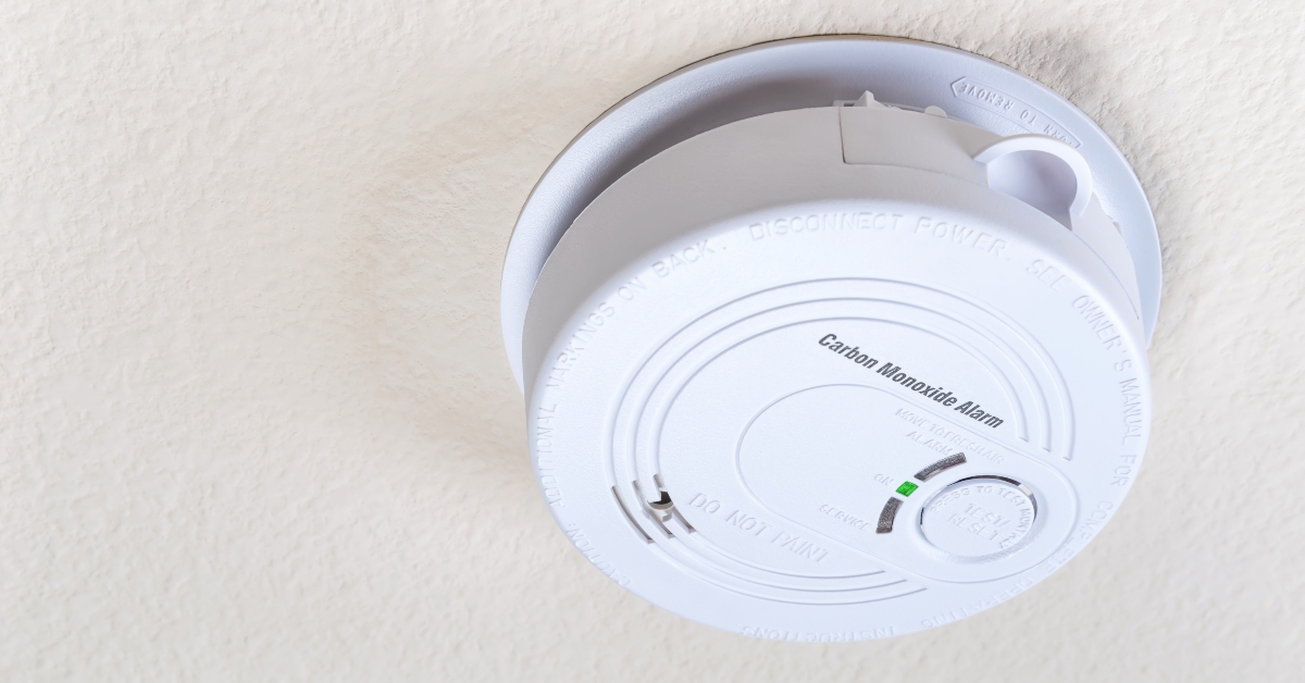 carbon monoxide alarm mounted on the ceiling