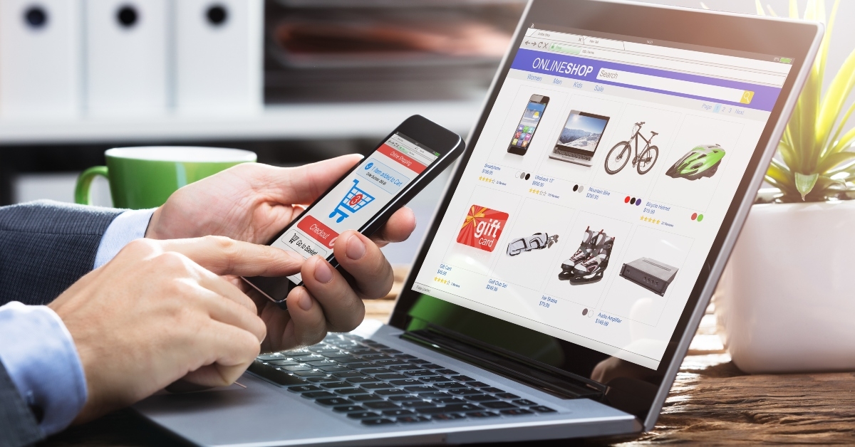 businessperson doing online shopping on smartphone