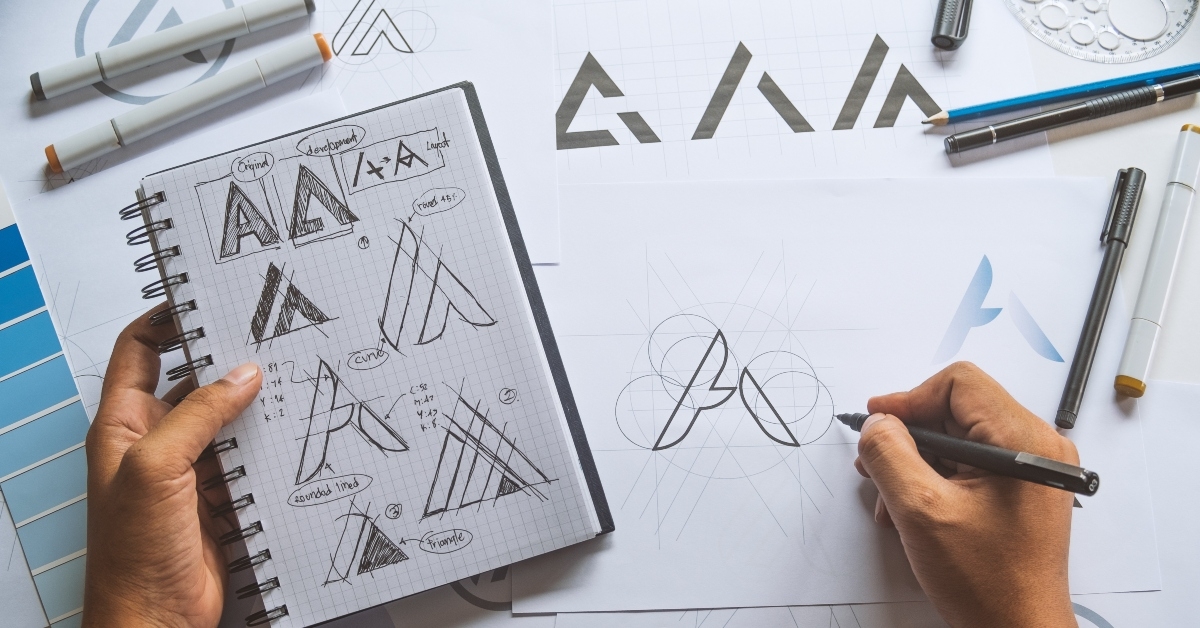 graphic designer sketching design