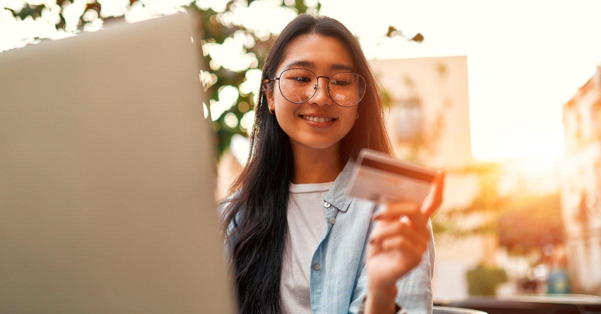 asian female tourist student on city streets