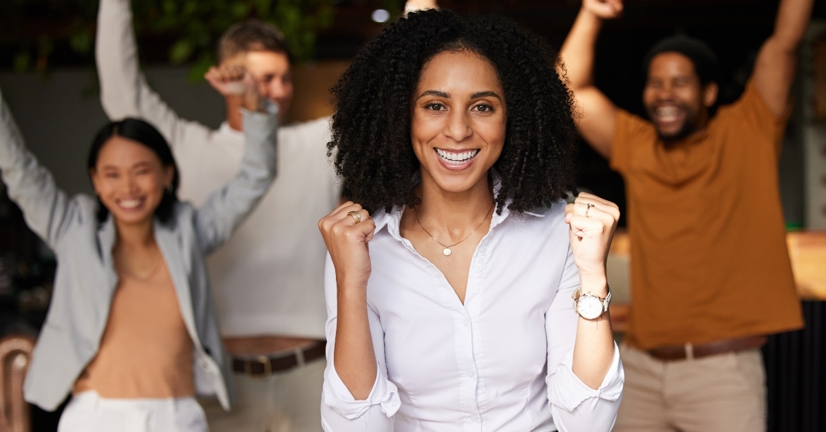 team celebrates for company growth