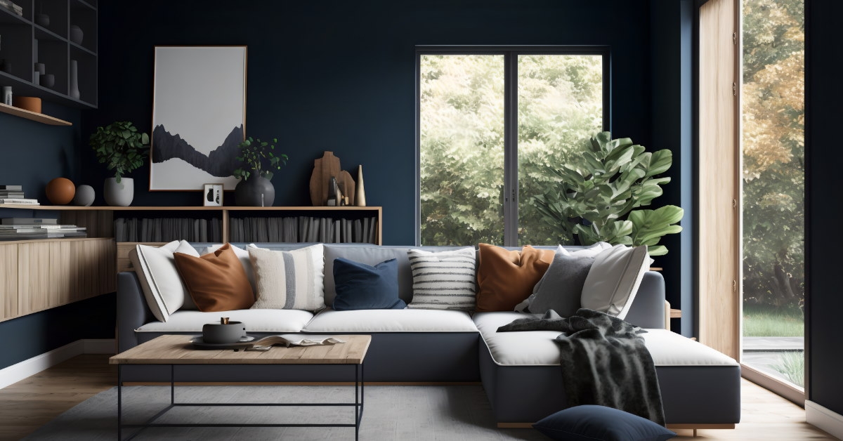 couch placed in the middle of the living room 