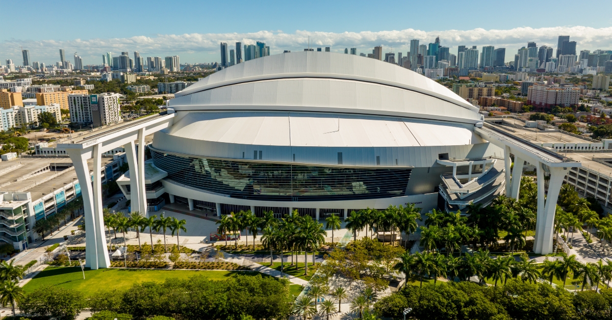 aerial panorama Loan Depot Park Miami