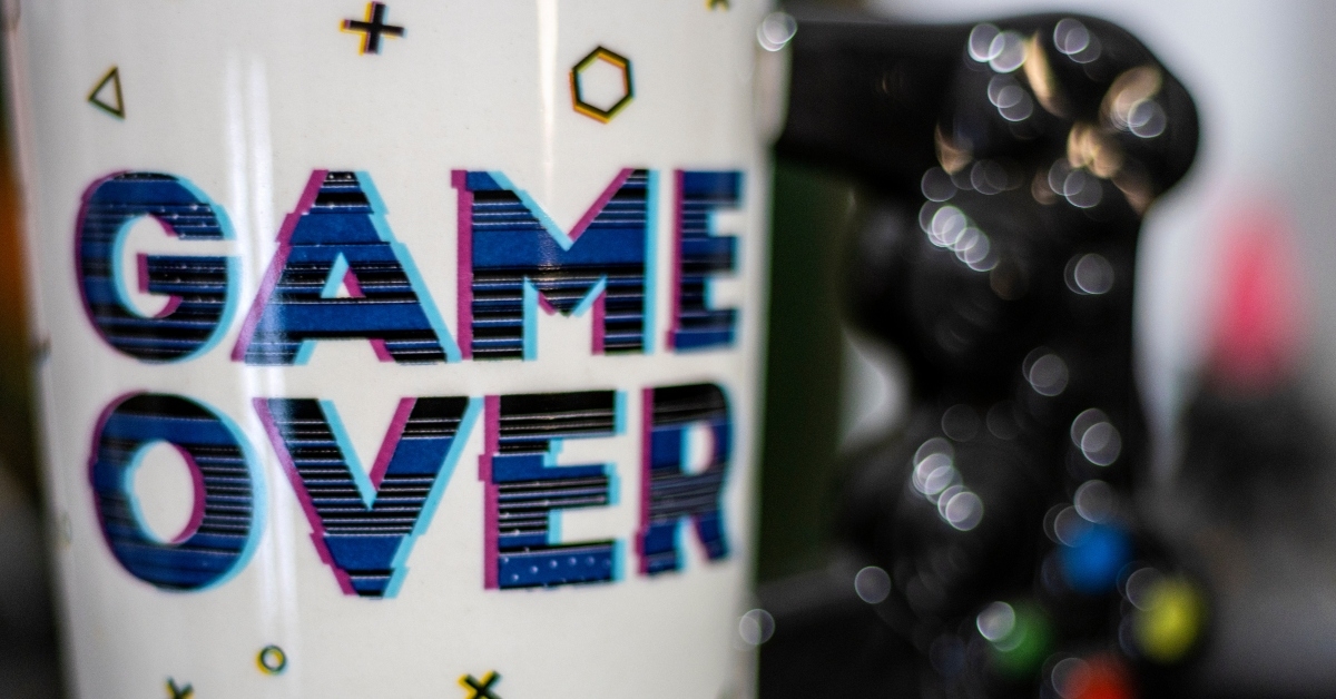 mug with the message game over