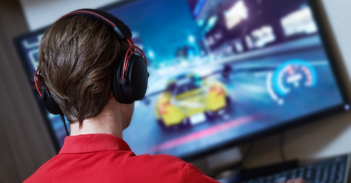 playing video game on personal computer