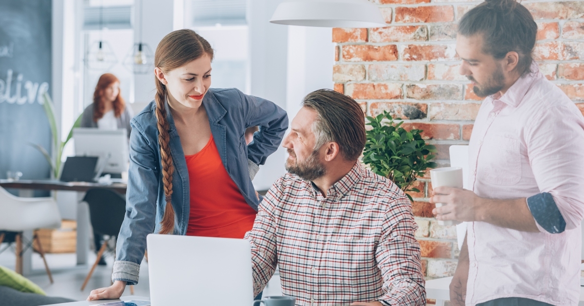 workers brainstorming in office