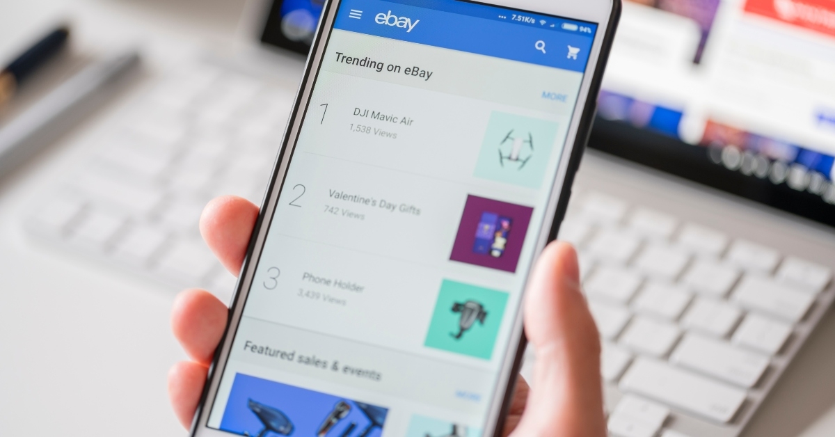 browsing the eBay store on a smartphone