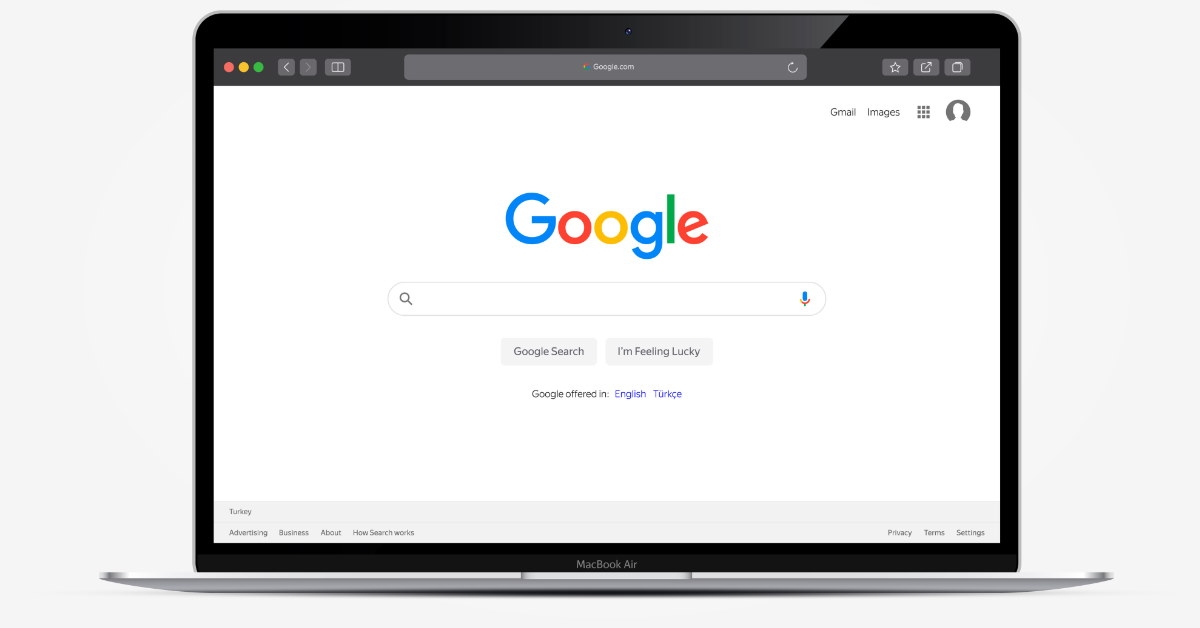 google homepage on macbook air  