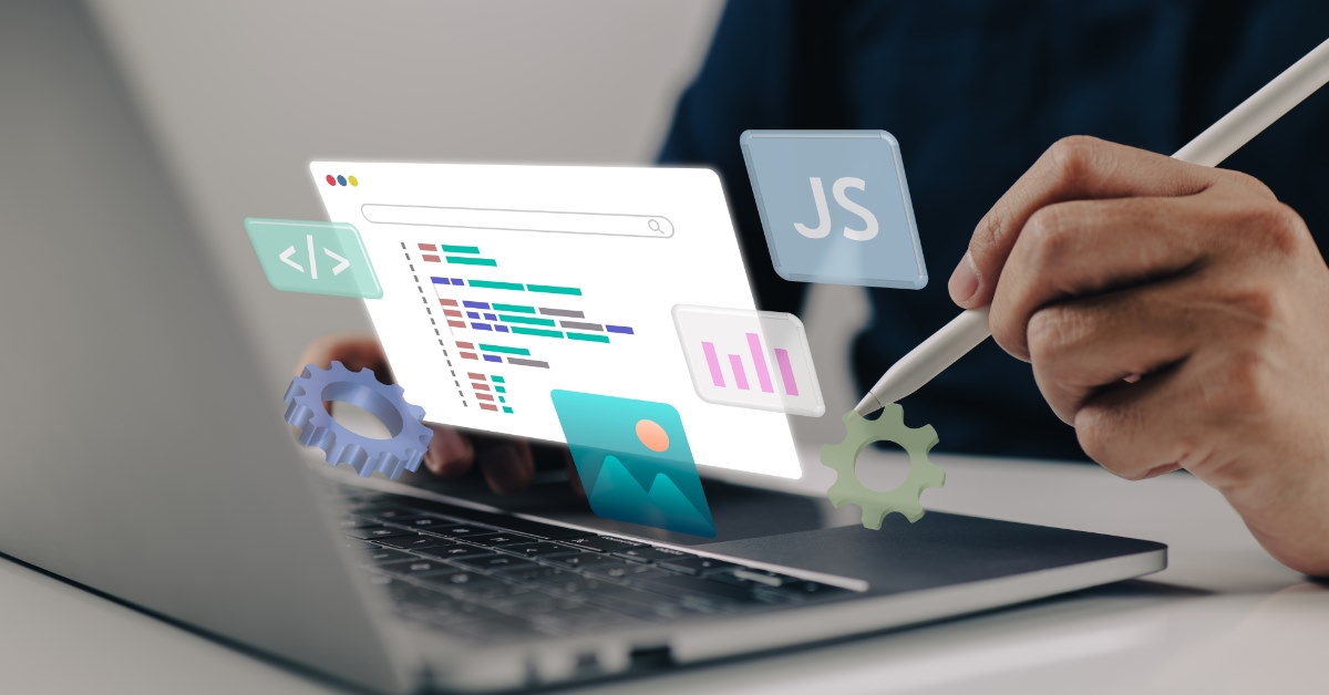 man using smart pen on creative pad for developing programs and codes