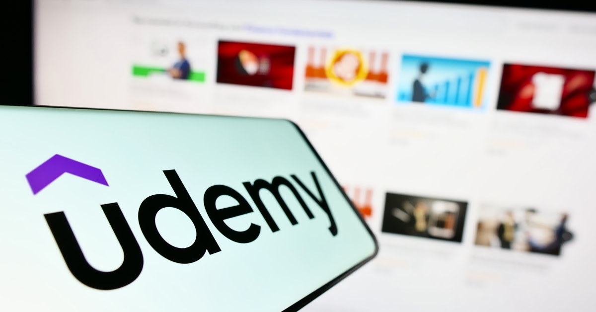 smartphone with udemy application