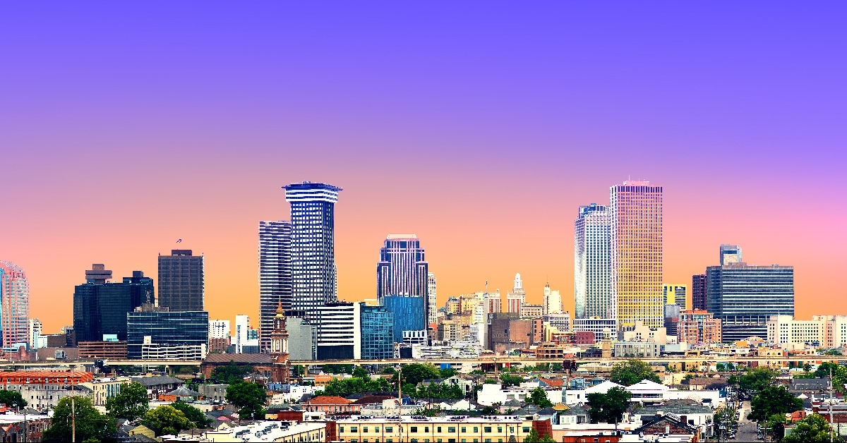 colorful panorama of New Orleans skyline