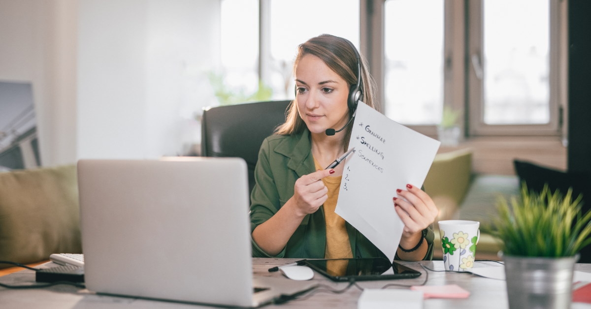 english teacher giving lessons from home