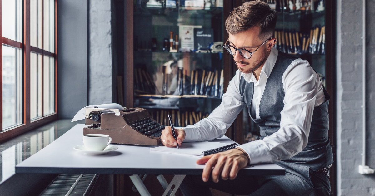 young screenwriter working indoors