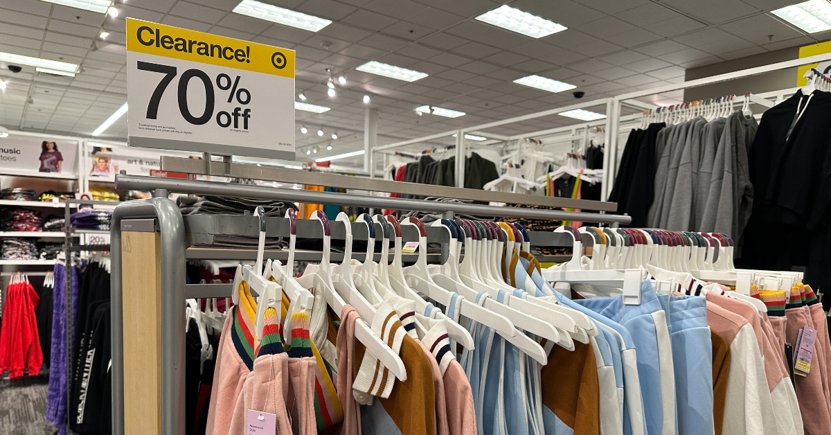 racks of clearance womens and juniors clothing