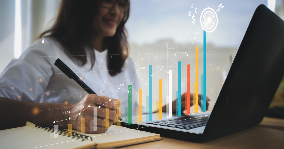 businesswoman calculating financial data