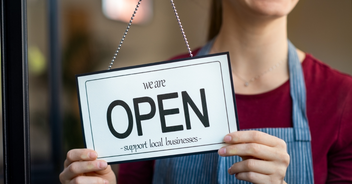 A woman opening a small business