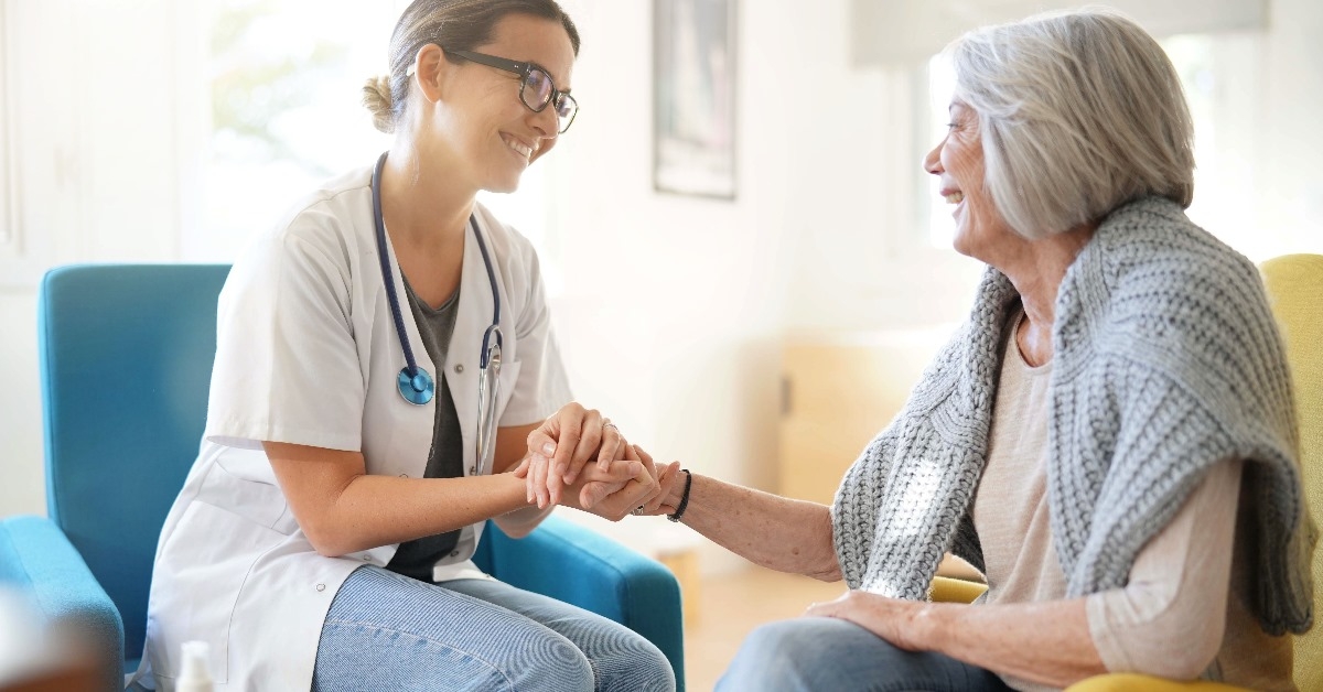 Older lady at a clinic