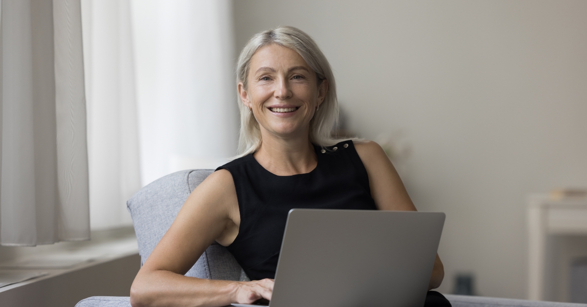 mature freelance businesswoman working from home