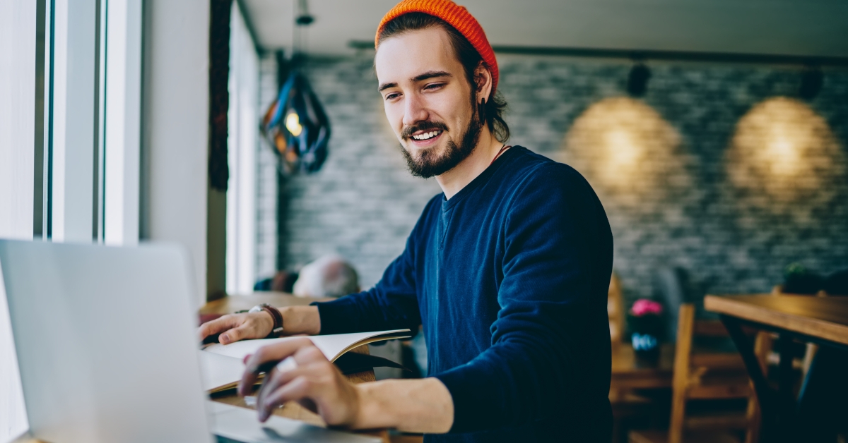 male freelancer enjoying distance job