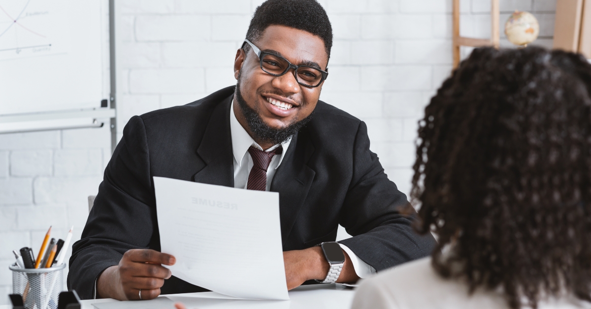 personnel manager and young job applicant on work interview