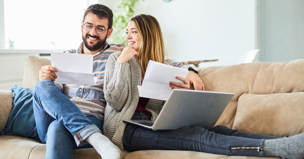 couple calculating papers