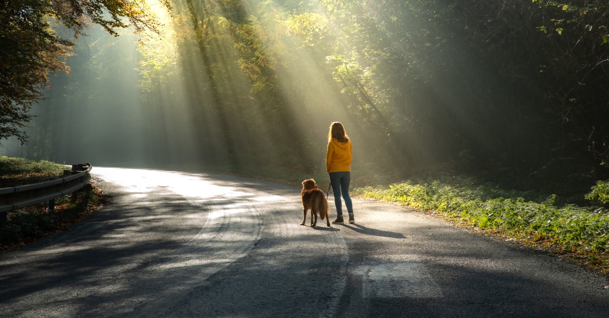 woman with a dog together