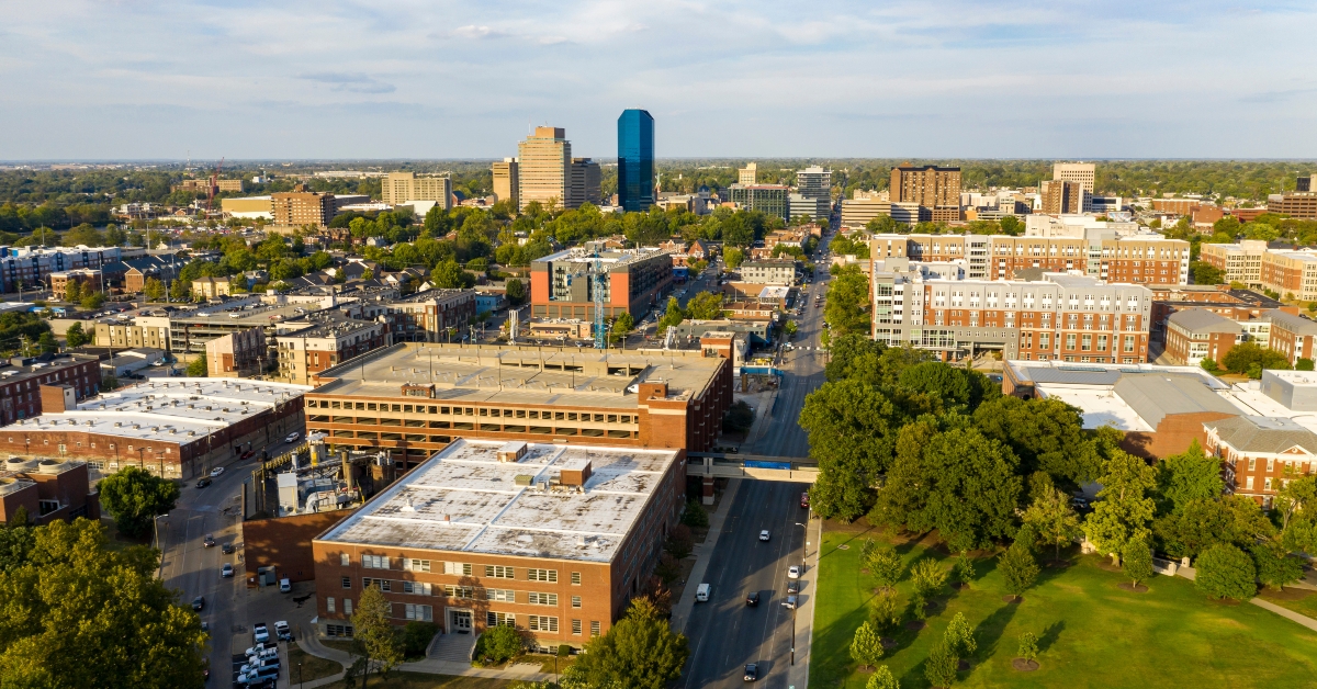 aerial view of Lexington Kentucky