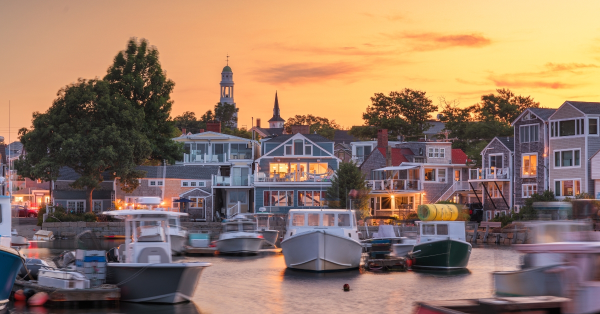 Rockport Massachusetts USA downtown and harbor