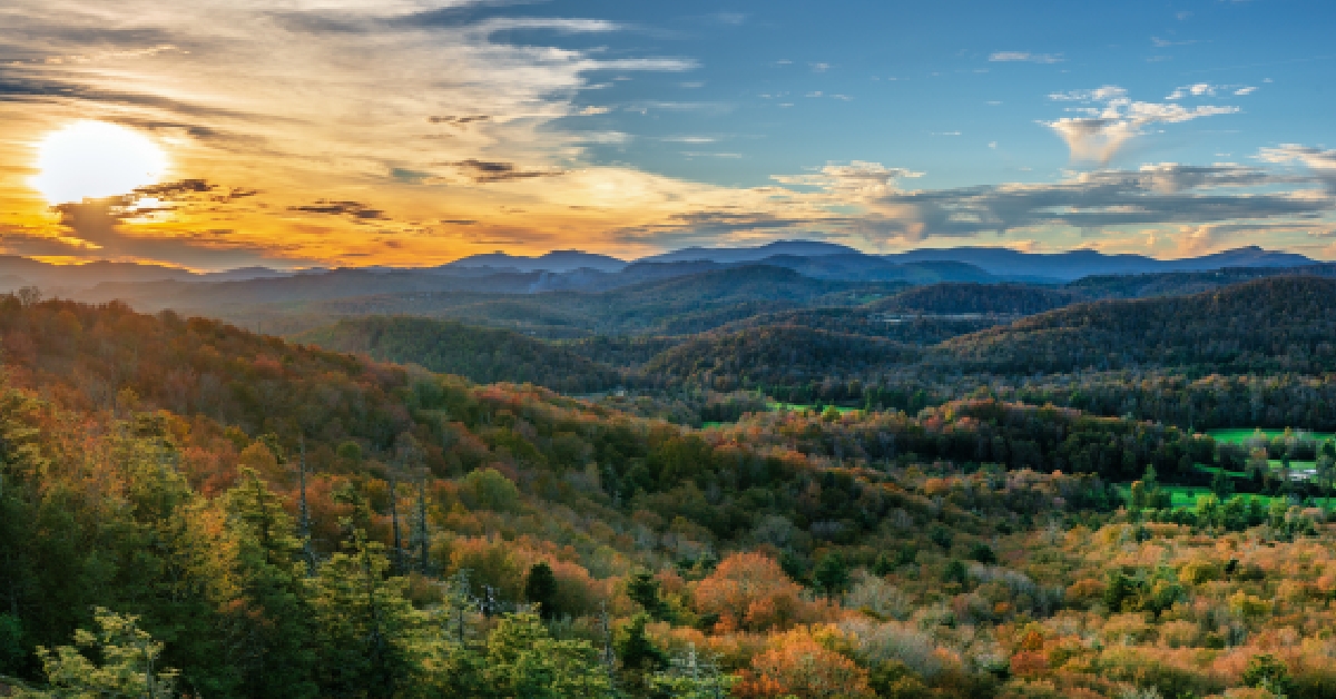 autumn sunset at flat rock on the blue ridge parkway