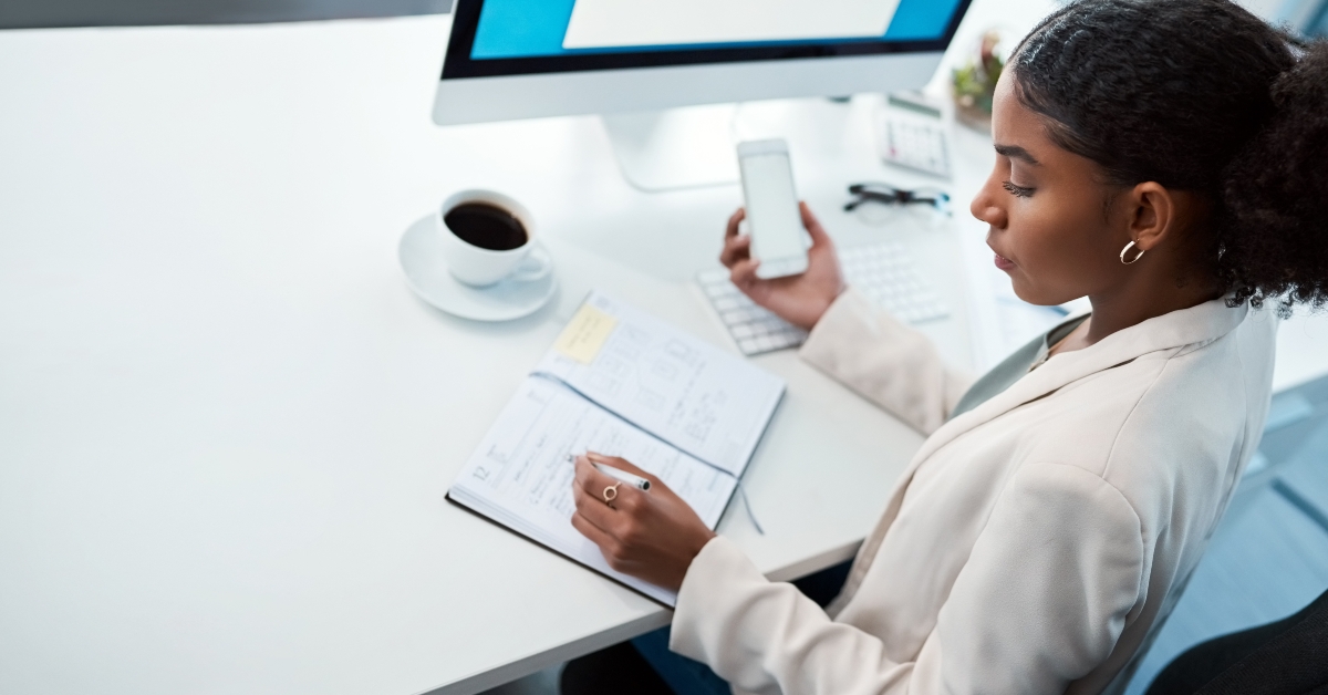 admin assistant writing down appointments