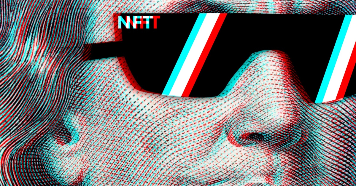 nft on franklin glass on banknote