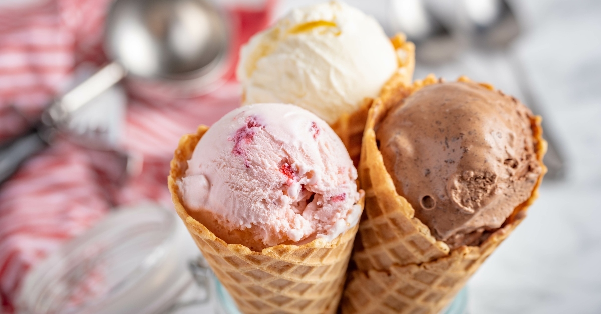 Three ice cream cones