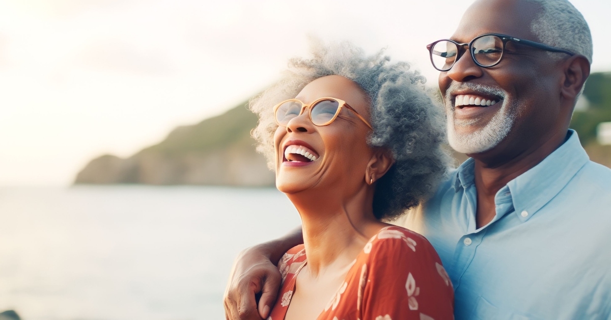 An older couple smiling