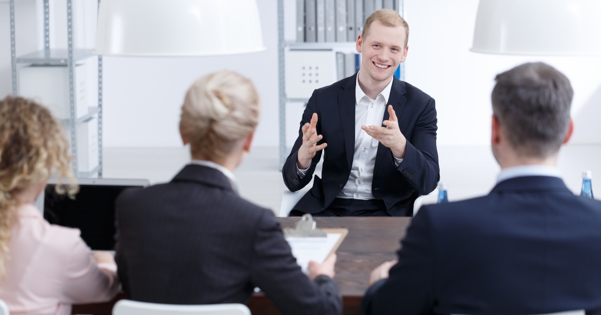 Man trying to convince investors