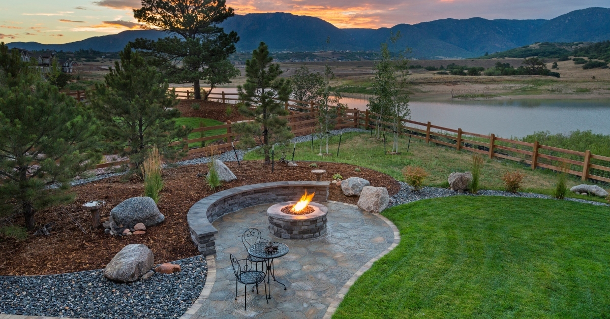 amazing backyard with fire pit