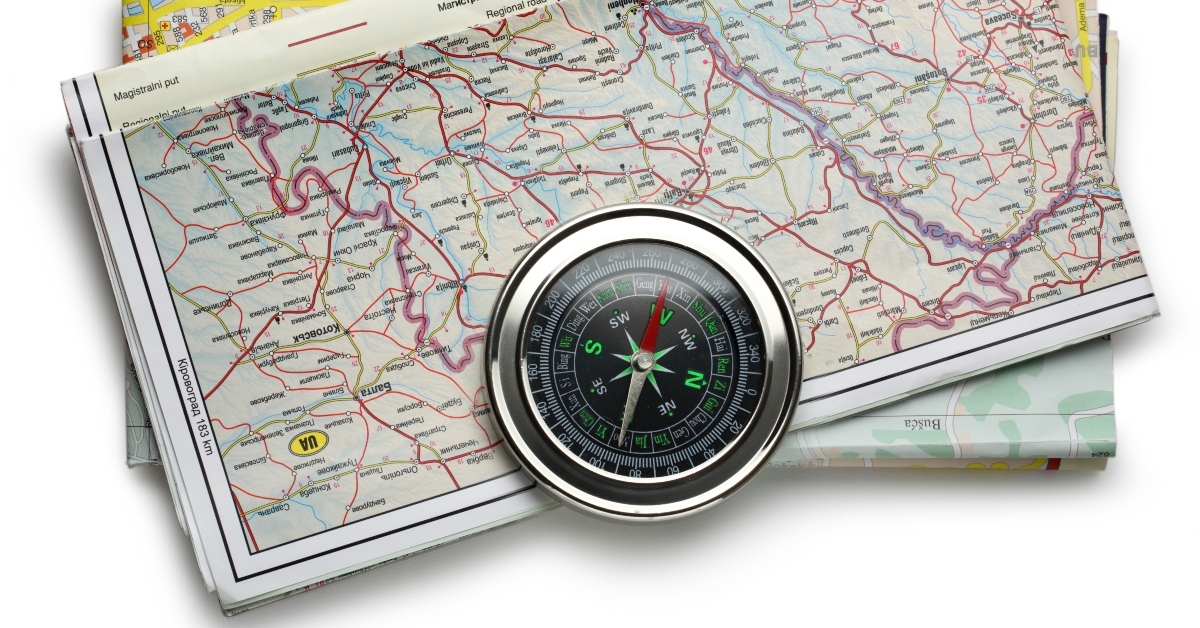 road map plan and compass