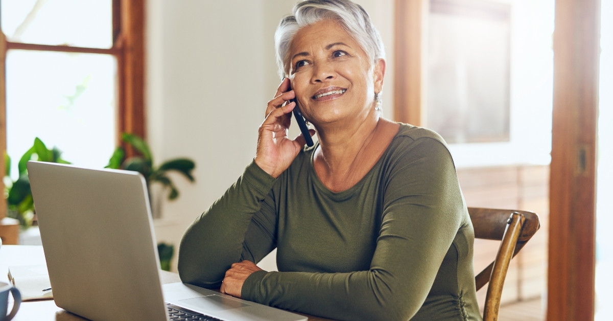 Older woman on phone