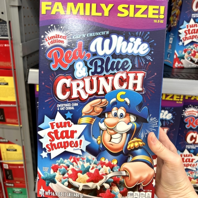 Cap'n Crunch red white and blue