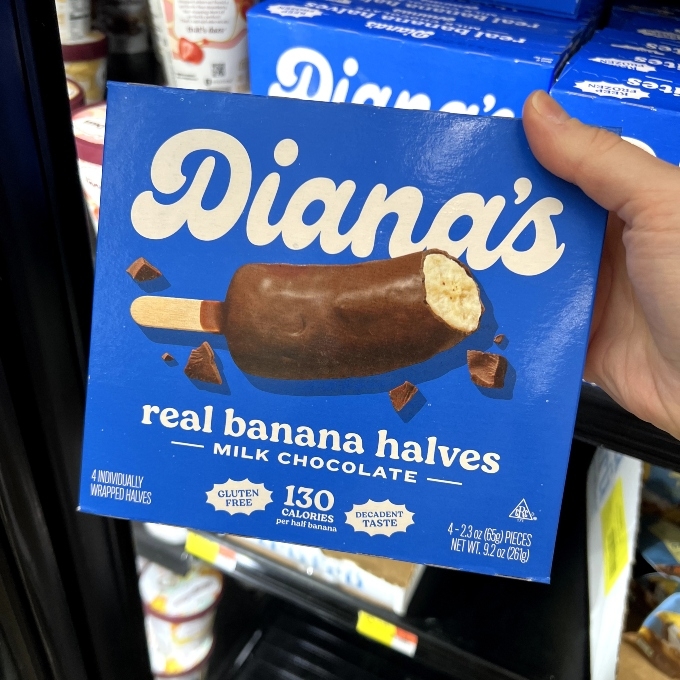 Diana's milk chocolate real banana halves