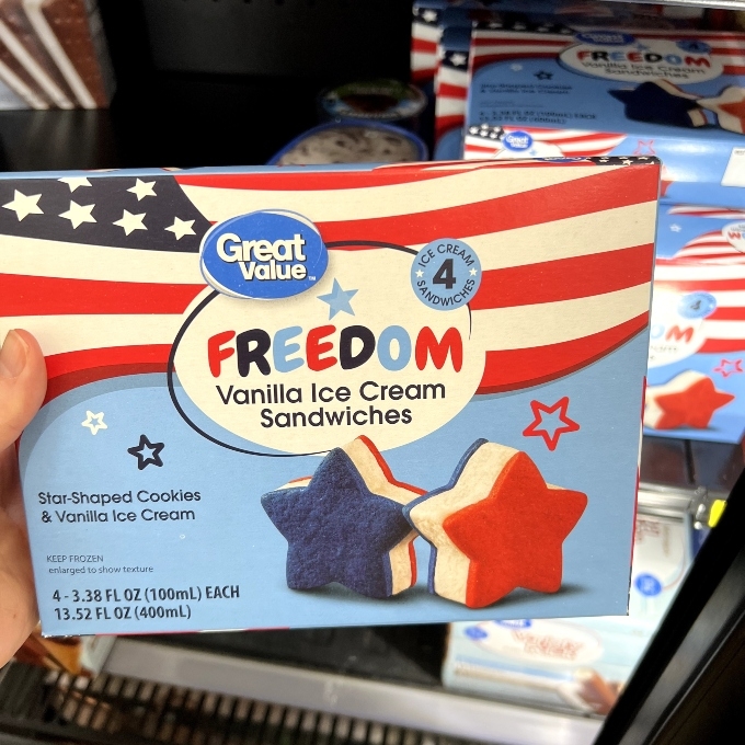 Great Value freedom vanilla ice cream sandwiches