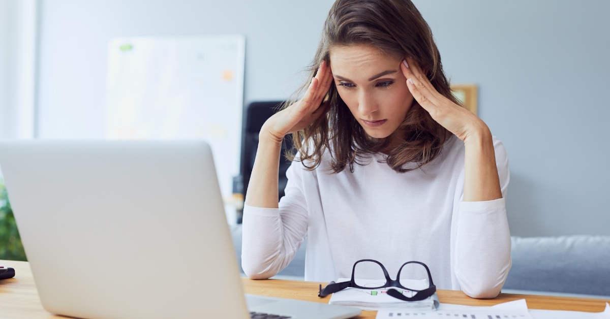 businesswoman struggling at work