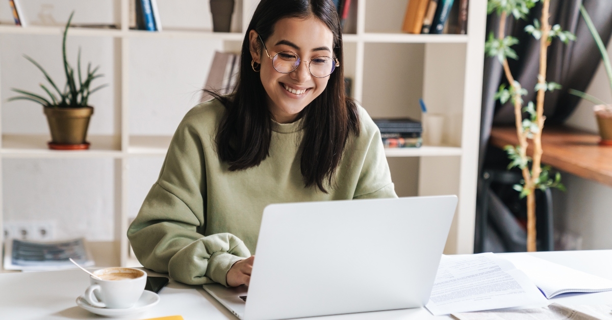 studying at the college library
