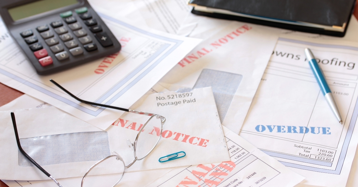 unpaid bills on table