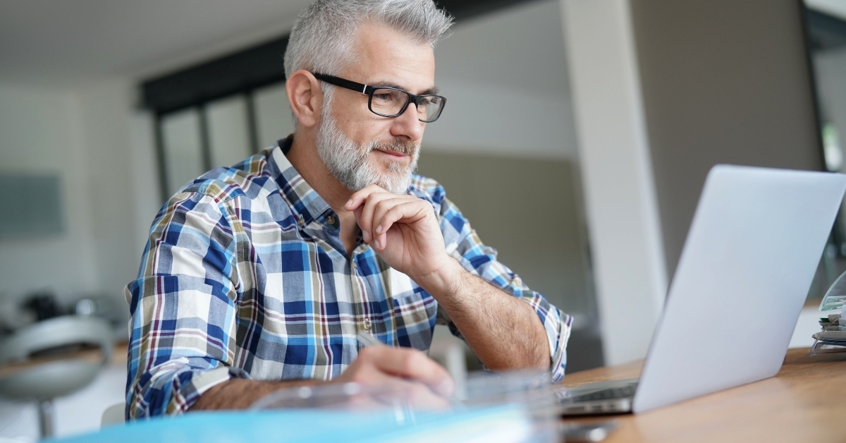 working from home on laptop