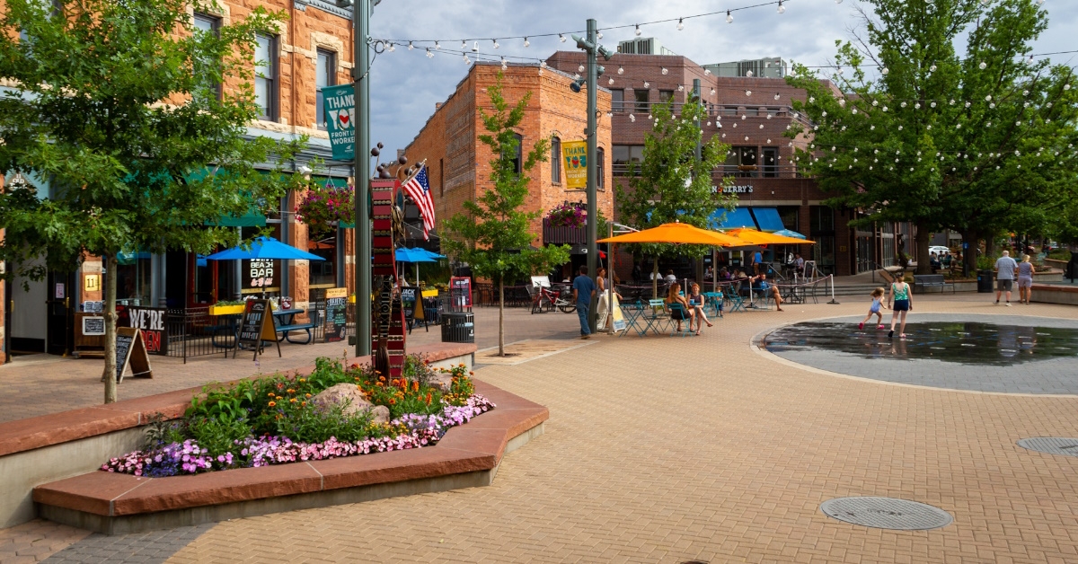 tourists at downtown fort collins colorado