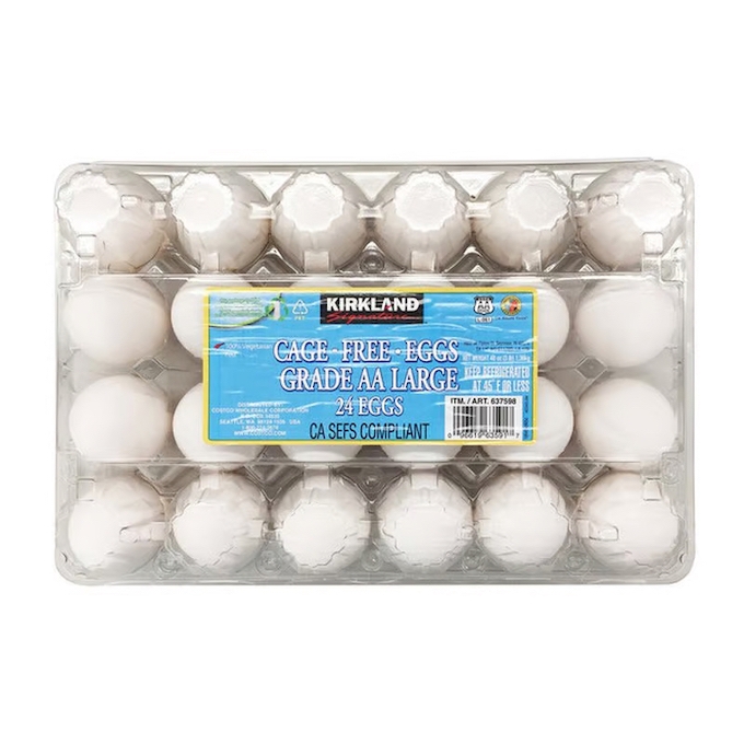 24 Kirkland Signature Cage Free Eggs, Grade AA Large